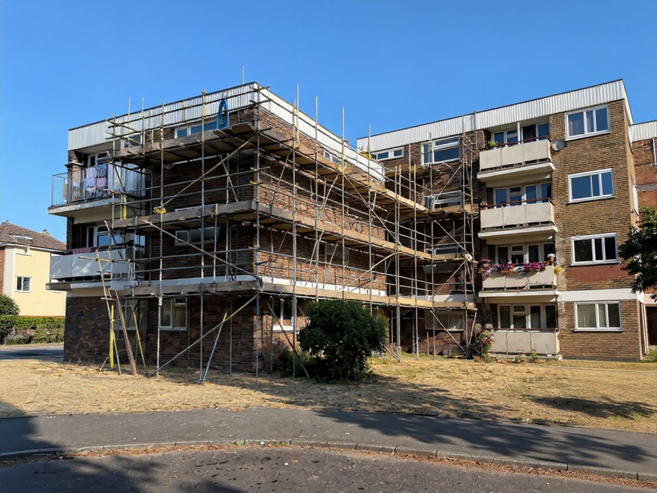 Roofing and external works to a residential block